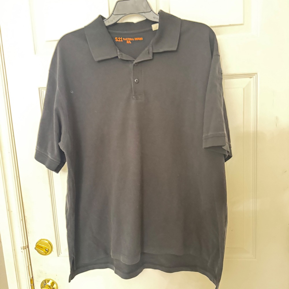 5.11 Tactical Series Mens 2XL Black Short Sleeve 100% Cotton Pique Polo Shirt